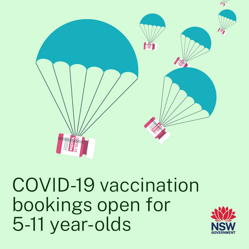 SEastSydHealth's tweet photo. 5 -11 YEAR OLD VACCINATIONS | The St George Hospital Vaccination Clinic in Kogarah is now taking bookings for #COVID19 vaccines for kids aged 5 – 11. 
Clinic times from Wed 12 January, 2022: 
•Wed 3:30pm – 8:00pm 
•Sat 8:00am – 3:00pm 
Book through: https://t.co/CpjuEnwaAB https://t.co/PCln9qmCdn