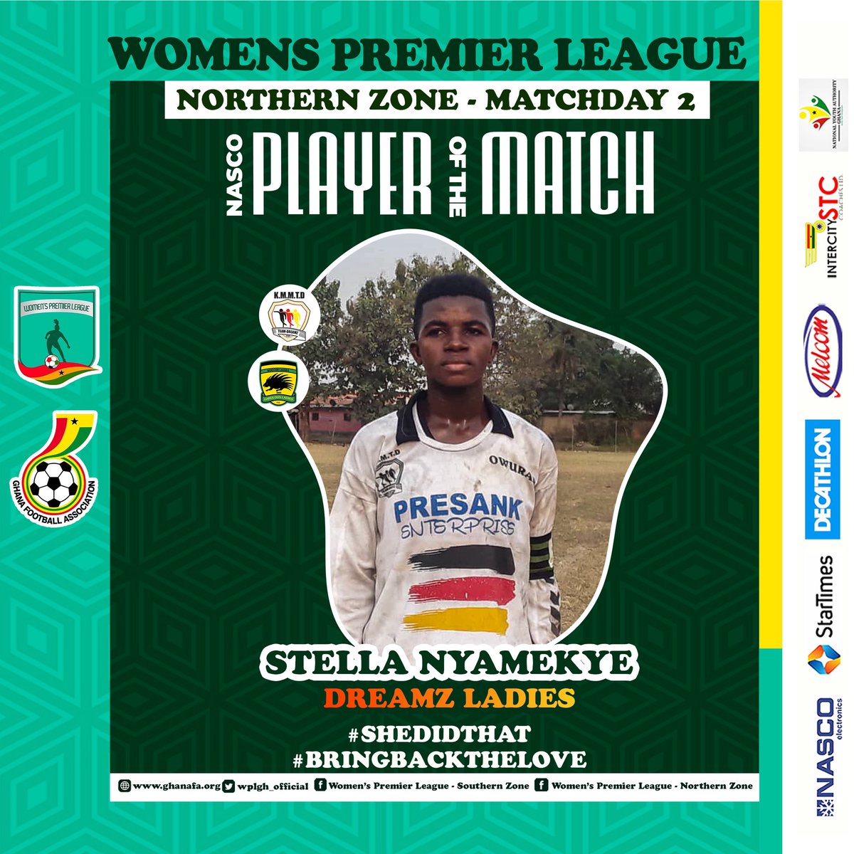 WPLGhana's tweet photo. π| π‘ππ¦ππ’ π£πππ¬ππ₯ π’π π§ππ π ππ§ππ
@DreamzLadiesFC x @LadiesFabulous
Stella Nyamekye - @DreamzLadiesFC
#WPLwk2
#BringBackTheLove π₯°
#SheDidThatππΎ https://t.co/1KIYUQ9J0L