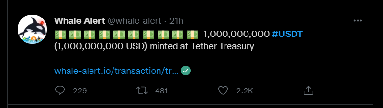 1stCoastCrypto's tweet photo. @investanswers James... POOF it's magic - just like that #Tether minted another $1 Billion in $USDT without any proof of collateral. Reminds of the United States! How long can this house of cards stand? https://t.co/8RXvVxNKH2