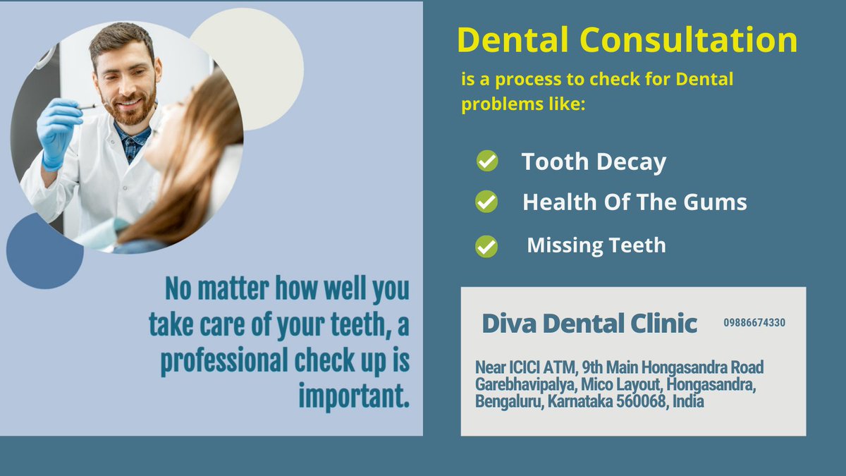 Divadental1's tweet photo. Before a dental clinic could begin the treatment of a patient, it is vital that the person receives thorough information about their condition. This takes place during a so-called dental consultation or dental check-up.
https://t.co/8arx6DtaM5
#dentist #divadentalbangalore https://t.co/DLJ6l4rieN