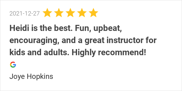 goheidimitchell's tweet photo. New 5.0-star Review: "Heidi is the best. Fun, upbeat, encouraging, and a great instructor for kids and adults.... https://t.co/DSqPTaAfn8