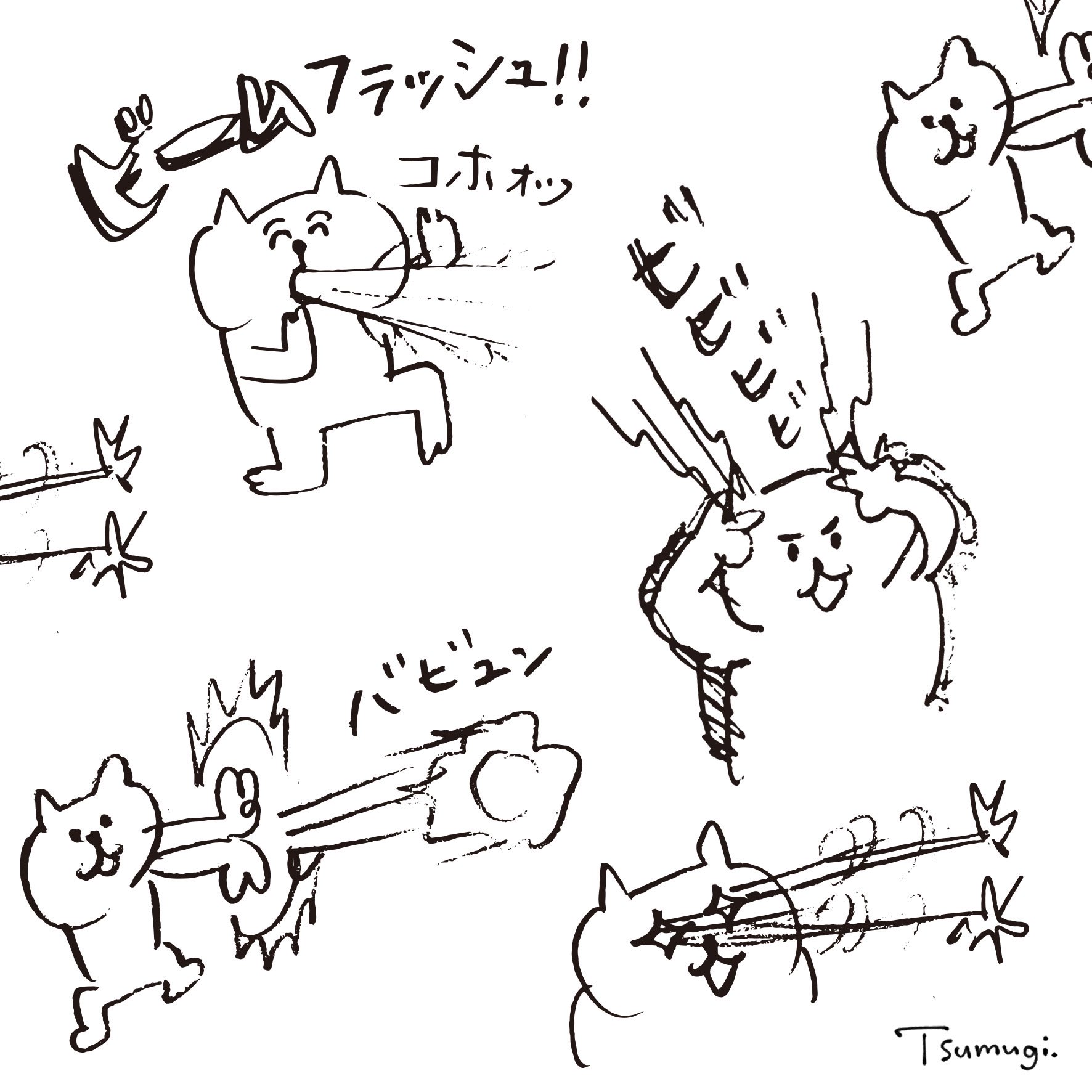 村里つむぎ ごろごろにゃんすけ作者 三井ショッピングパークポイントとの無料コラボスタンプで採用になった パワー をさずけよう の別ラフ Line様に送るのは自粛しました 2枚目もその時描いた他のラフたち こちらも送るの自粛しました にゃんすけラフ