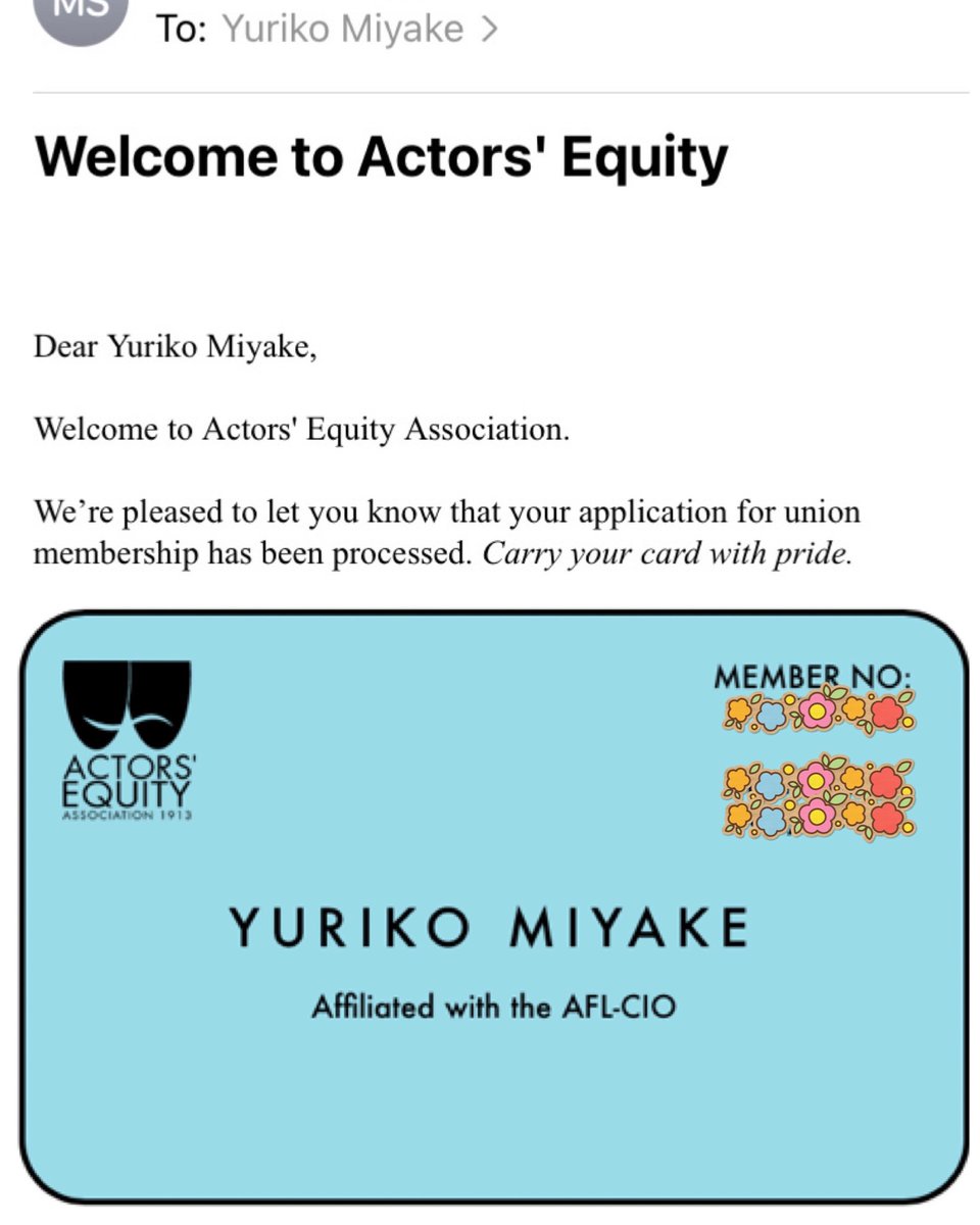 Yurikomiyake's tweet photo. I’m so honored to announce that…, now, I’m officially a proud member of Actors’ Equity Association(AEA)!! This is only the beginning!!

#storyteller #dancer #performer #japanese #actress #newyork #actorslife #casting #audition #musicaltheatre #actorsequityassociation #aea https://t.co/sPFLDyzTBI