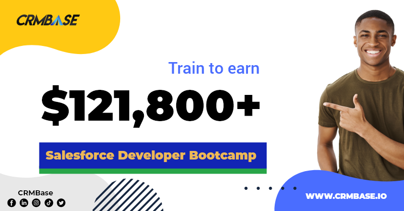 CrmBase's tweet photo. Where do you see yourself 3 months from now? You could be starting as a Salesforce Developer with an annual salary of $121,800 by then. Get in touch to find out how to make that possible:  https://t.co/zDvHIE62pb https://t.co/FKaMBXY9Yo