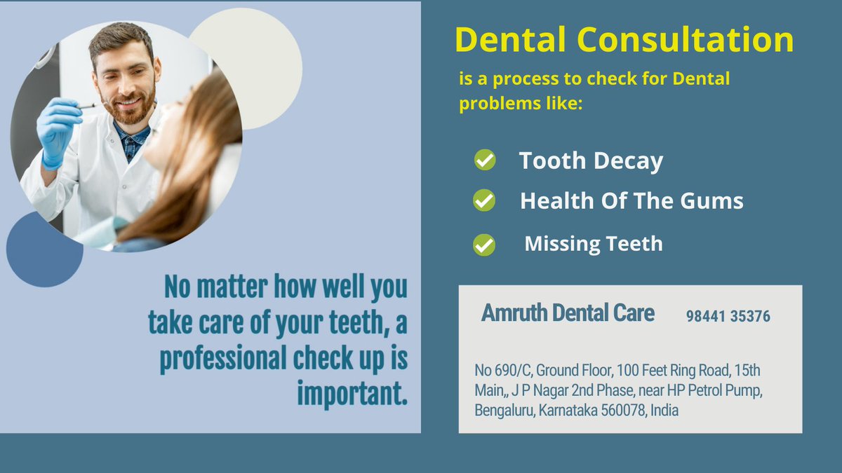 Before a dental clinic could begin the treatment of a patient, it is vital that the person receives thorough information about their condition. This takes place during a so-called dental consultation or dental check-up.
bit.ly/3ys4t3T
#bangaloredentist