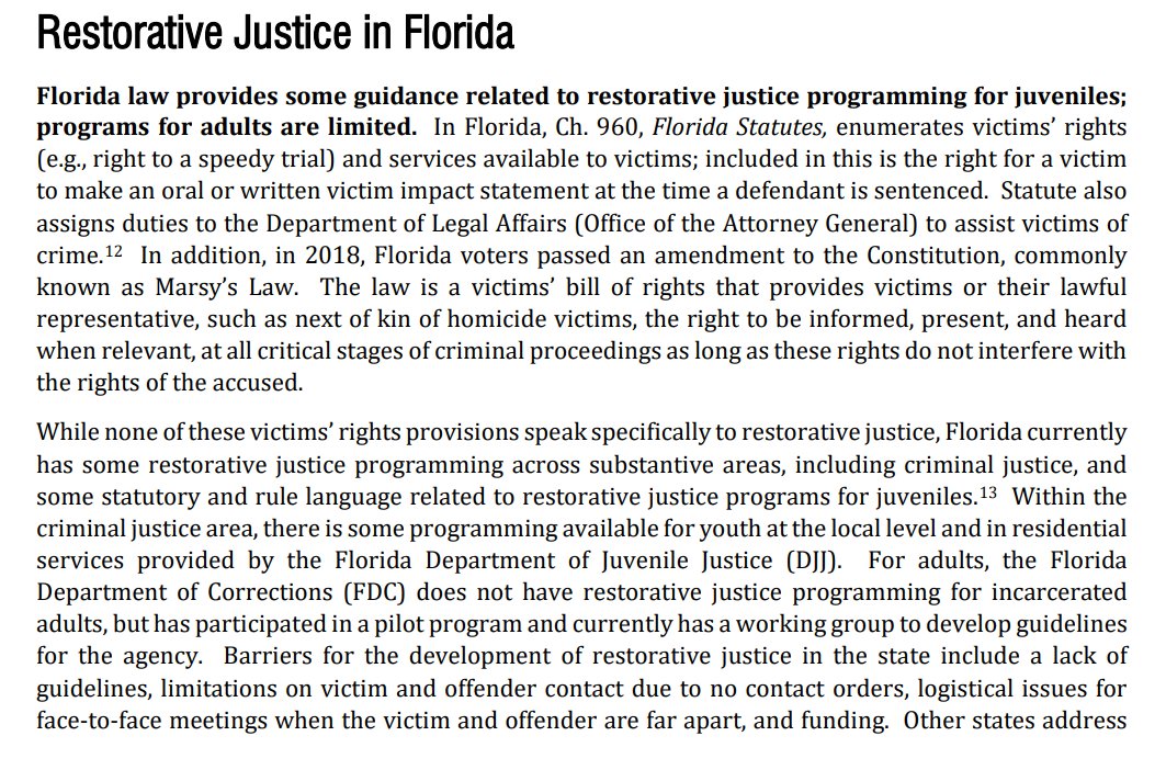 It's👏 time 👏for 👏 Florida👏  to 👏 have 👏 Restorative 👏 Justice 👏 programs 👏 for 👏adults👏offenders. 

 <a href="/FL_Corrections/">Florida Department of Corrections</a> @FL_Bar_Found <a href="/FLSenate/">Florida Senate</a> <a href="/FLGOPMajority/">Florida House Majority Office</a> <a href="/FloridaGOP/">Florida GOP</a> <a href="/Fla_Pol/">Florida Politics</a> <a href="/FLSenateDems/">Florida Senate Democrats</a>