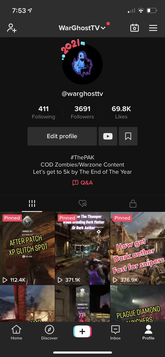 WarGhostTV's tweet photo. Time is close in and we are short 1309 follower from reaching my second goal of the year 5k follows on TikTok #tiktok  #CallofDutyWarzone  #callofduty #Warzone  #thepak so close papa @PakmanFPS  if we don’t reach it this year we will nzt https://t.co/EjHmdWkf7z