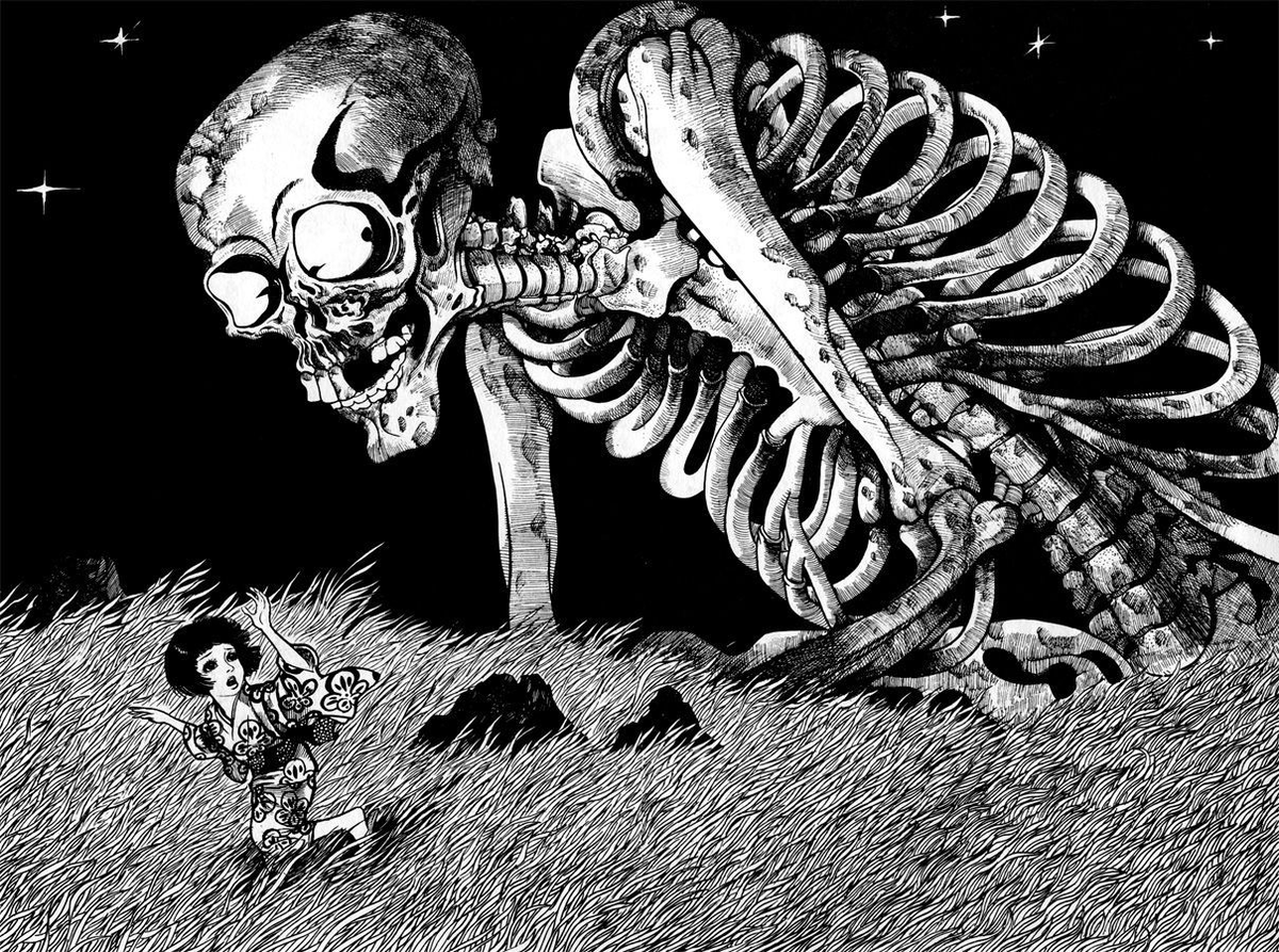 Yōkai illustrations by Shigeru Mizuki.
Gashadokuro / Umibōzu
Bakekujira / Yamatano Orochi 
