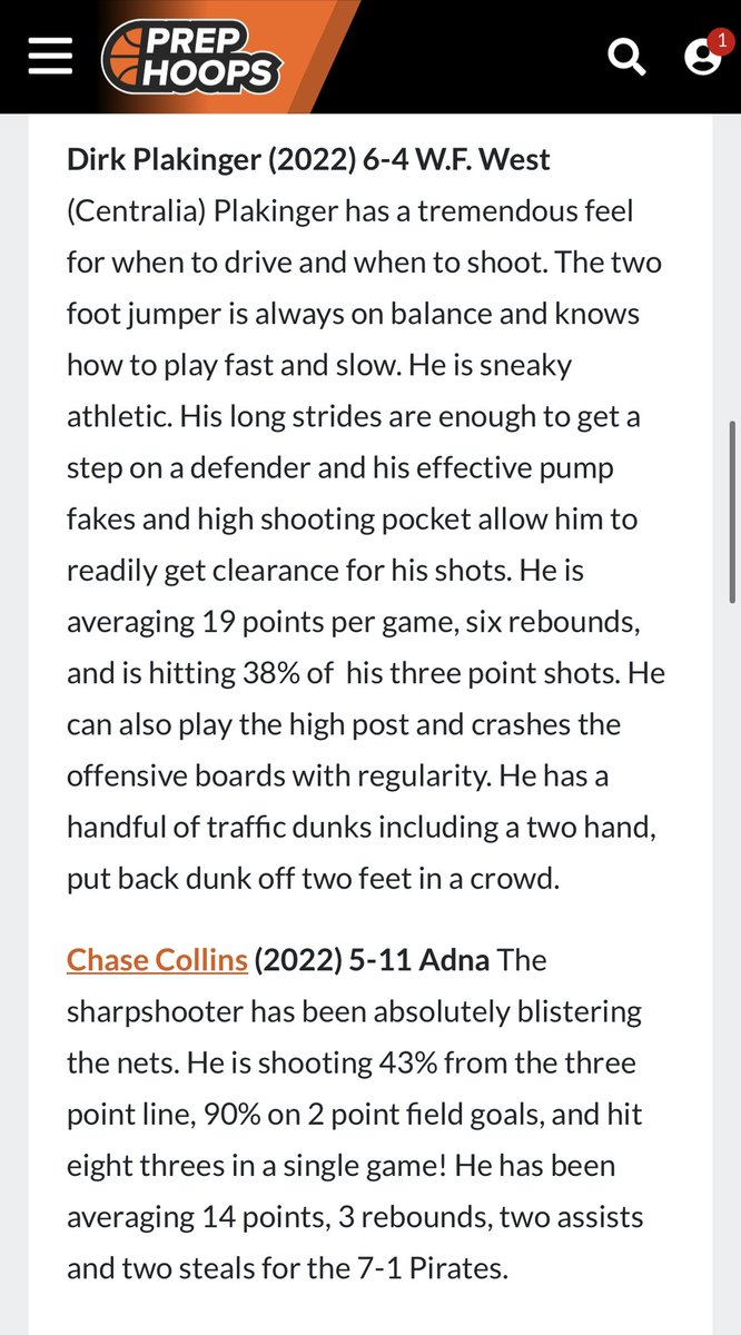 WFWBasketball's tweet photo. Great feature of by @TonyCallero with @PrepHoopsWA on “Five Under the Radar 2022 Shooters” with two Lewis County scorers making the list.

@Dirkplakinger of WF West and Chase Collins of @Adna_Hoops both can FILL IT UP! 🏀 https://t.co/jFR1Im0SCL