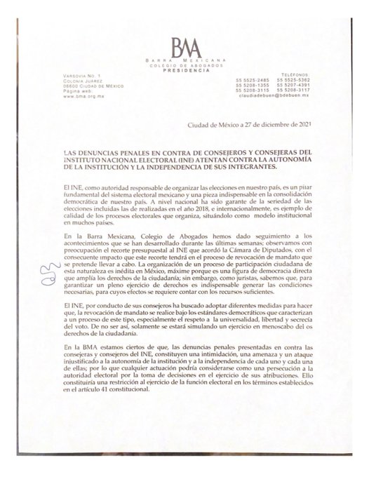Denuncia penal contra consejeros del INE es un atentado contra la autonomía  del organismo, acusa barra de abogados