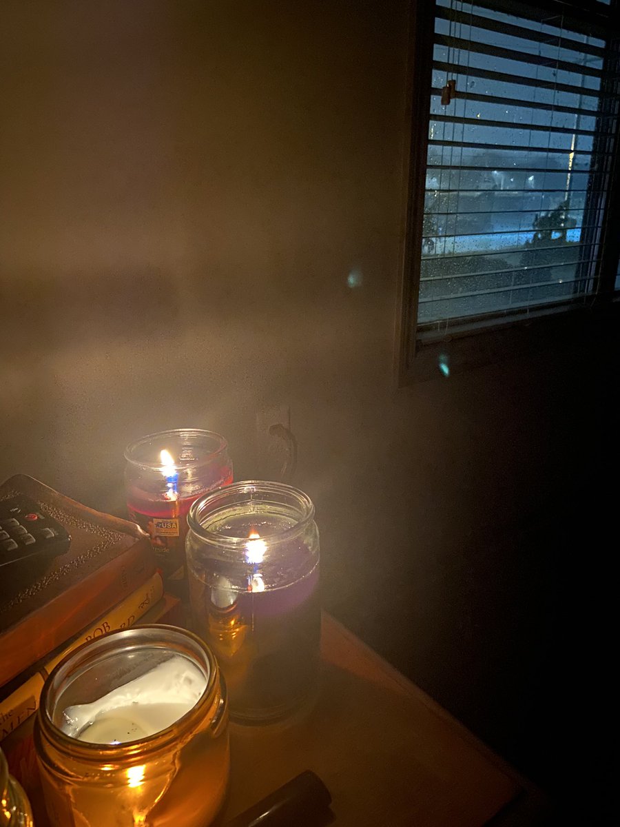 JReecerMedia's tweet photo. Day 17 without heat or electricity. Candle supply running low, dog’s morale still high.

Liquor store across the street has power. The shining light seems to be calling my name. Will I crack? More than likely. https://t.co/yX6mV7967J