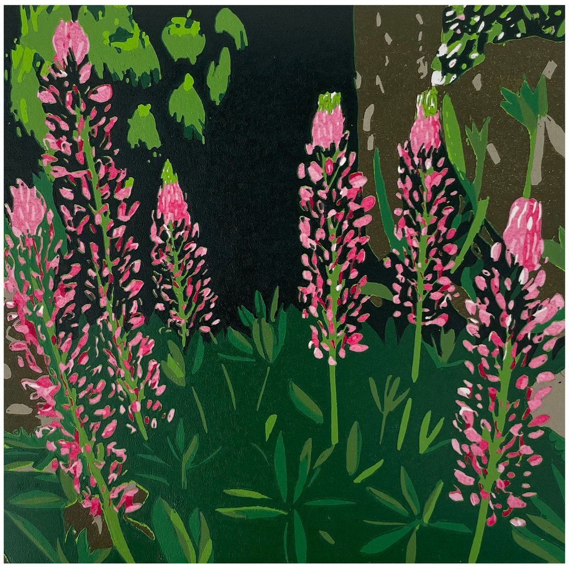 WomensArtForAll's tweet photo. Kristie #Dedman #WomensArt #ArtByWomen #Linocut •Lupines• https://t.co/IIDSbWqnOQ