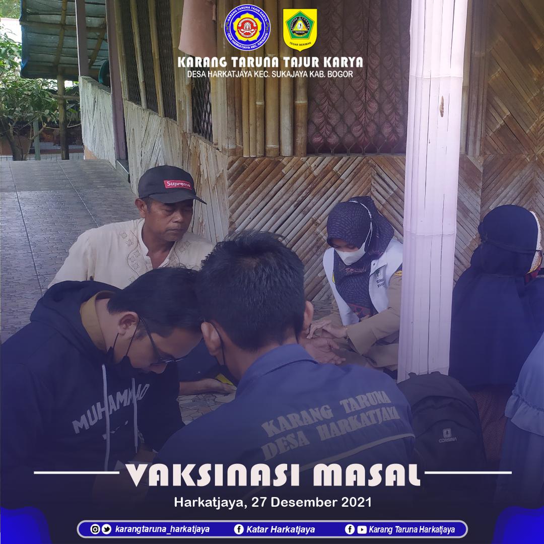 Vaksinasi Masal Desa Harkatjaya Kec. Sukajaya 

Karang Taruna Tajur Karya Desa Harkatjaya ikut serta dalam pelaksanaan vaksinasi masal. Kegiatan vaksinasi ini diselenggarakan oleh Pemerintahan Desa Harkatjaya dan Pemerintahan Kecamatan Sukajaya bersama Puskesmas Kiarapandak.