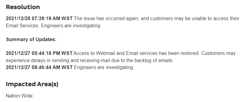 ralphytown's tweet image. When u dig deeper into the &apos;webmail&apos; issue, buried in the fine print is acknowledgement that is all email services No ETA on resolution and no intention to communicate other than via the status page on their website #iinet @iiNet @MikeCarlton01 @PhillipAdams_1 #iinetdown