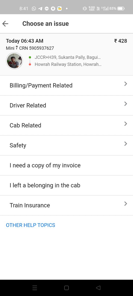 gupta_rahull's tweet photo. Booked cab from Lokenath, Chinar park, Kolkata to Howrah station,West Bengal.But Driver took longer route to complete my trip,Even i told him not to take longer route. But intentionally to increase the fare he took longer route than short-route, resulted in fare high @Olacabs https://t.co/LXk5qY5gtK