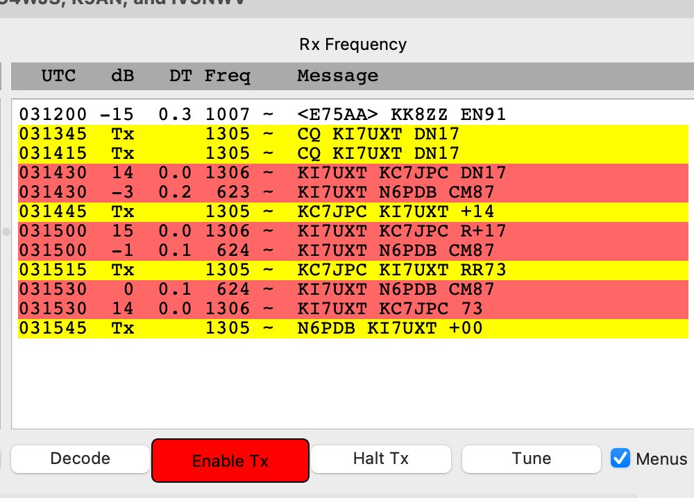 Working fellow sat op and buddy John <a href="/KC7JPC/">John</a> on 80m FT8. Boom!  Thanks John.