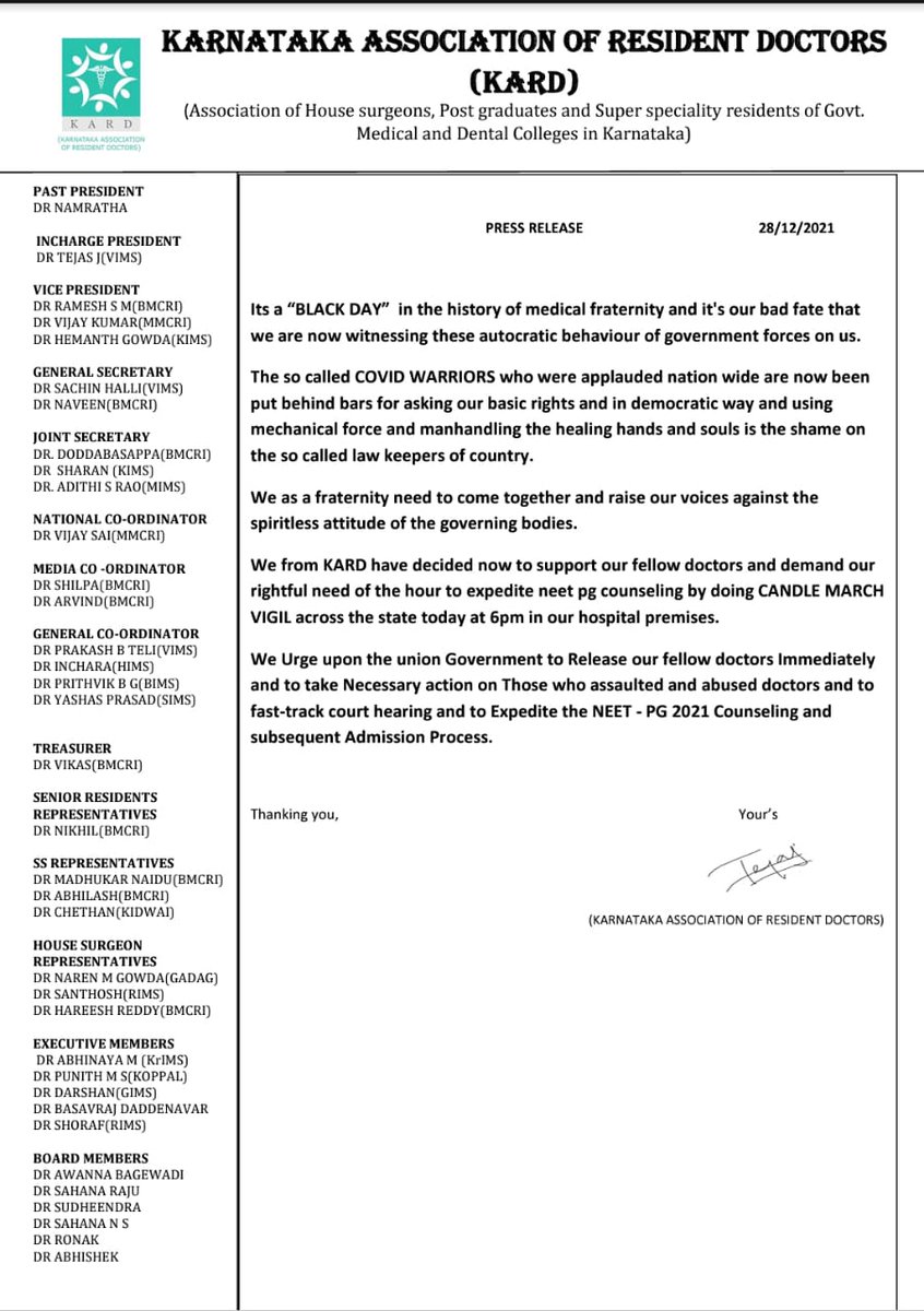 Suraj_Suresh16's tweet photo. In support to the strike called by @FordaIndia, @karnatakarda will be holding a candle light vigil across #Karnataka in their respective hospitals today at 6pm. 

#NEETPG #neetpg2021counselling #Doctorsstrike #strike https://t.co/gKPaAJmoDG