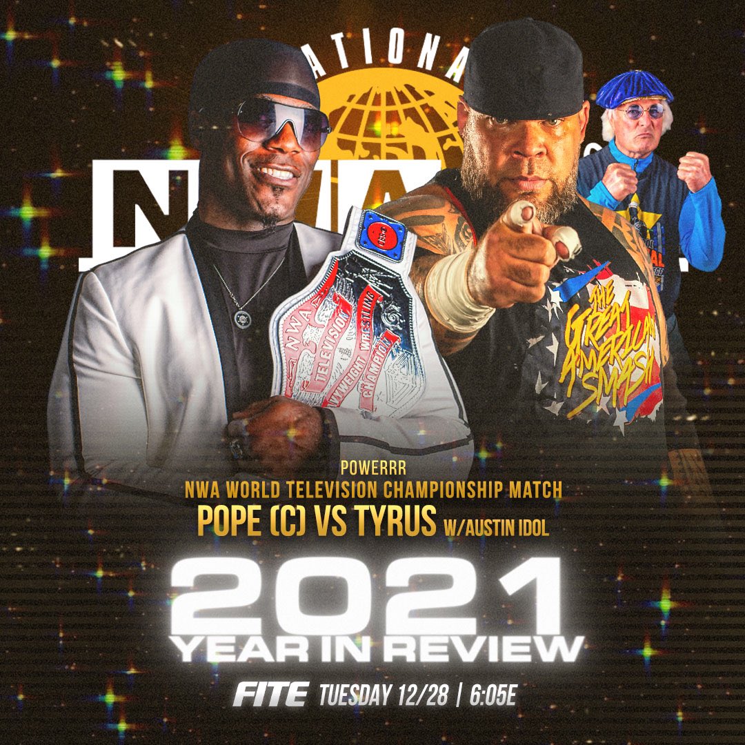 DaBlackPope's tweet photo. The end of an era marks the start of a new one. Watch it unfold on @nwa year in review on @FiteTV Tuesday at 6:05pm Eastern Time.
#NWAPope #NWA #NWAPowerrr #TVChampion #Sixth #AllTime https://t.co/pNvrTjG0Vg