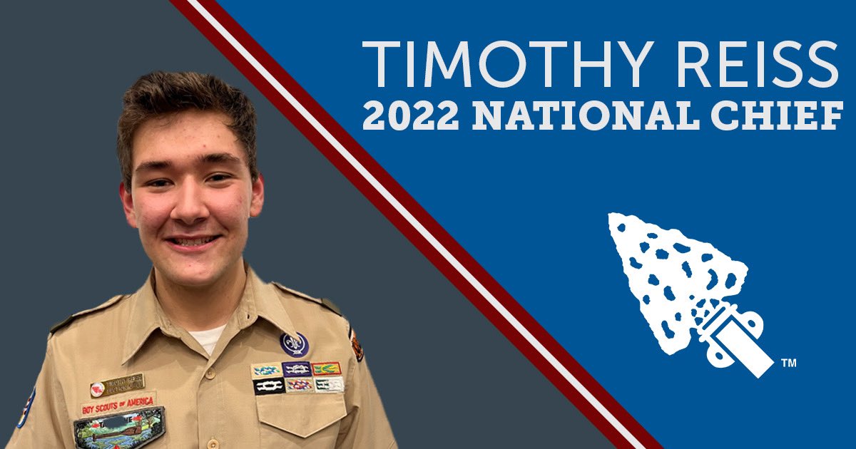 oascouting's tweet photo. Congratulations to the 2022 National Chief of the Order of the Arrow Timothy Reiss! https://t.co/iwinFdTxg2