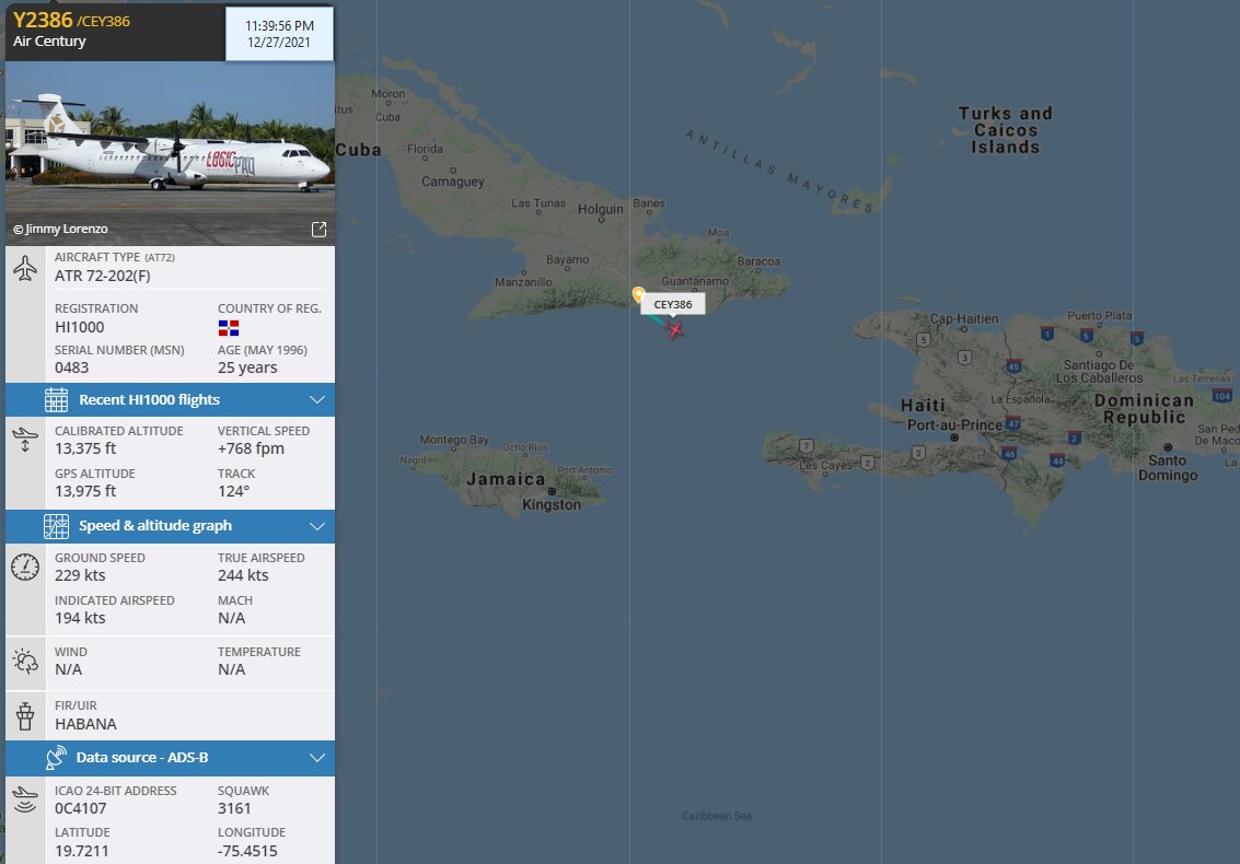 FlconEYES's tweet photo. @havana_loco Por eso @DiazCanelB sigue exiliando cubanos activamente vía StoDomingo-Managua usando #AirCentury.
Aquí #HI1000 Carguero saliendo desde Stgo de Cuba.
#Cuba #cuaviones #OSINTCuba #27Dic https://t.co/AYoKAhJ4bV