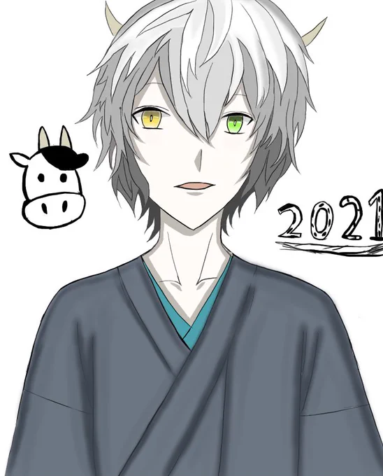 元日のイラストと昨日のイラストを見比べると1年間で画力上がったな〜って実感する😊 好き勝手自由に描いてても描き続けると成長するわ!✌️ 