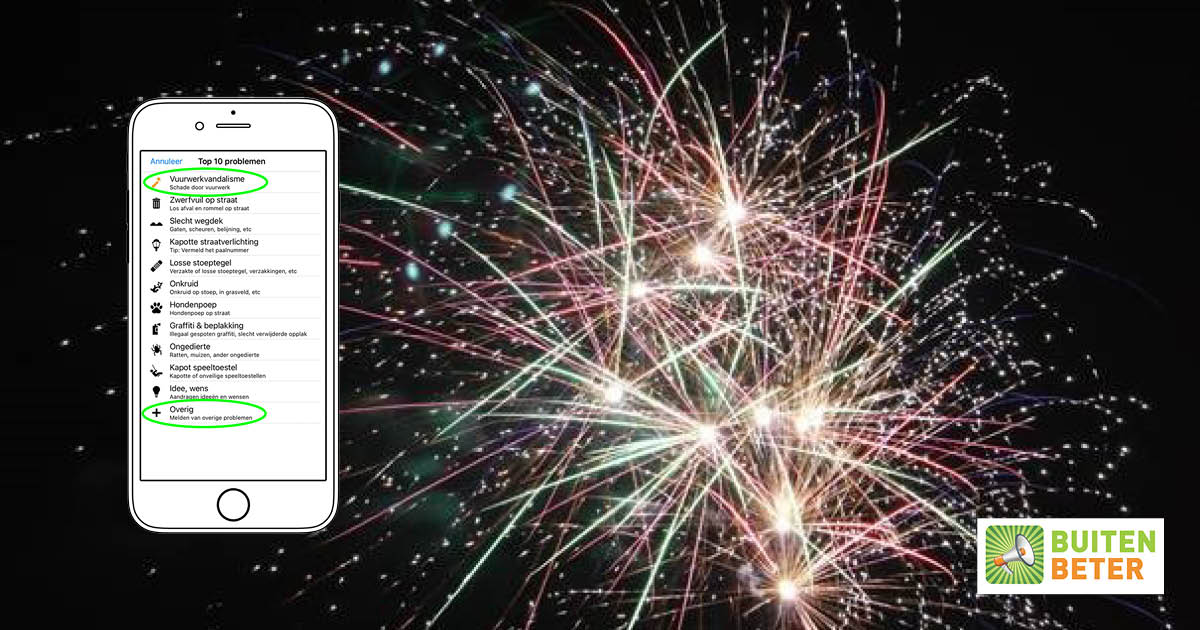 Ook dit jaar is vuurwerk afsteken verboden. Heb jij overlast van vuurwerk in jouw buurt of zie je vuurwerkschade in de openbare ruimte? Meld het dan via de BuitenBeter app. Dan kunnen we die schade sneller herstellen en beter optreden bij overlast. Meer ➡️ bit.ly/3JraFyS