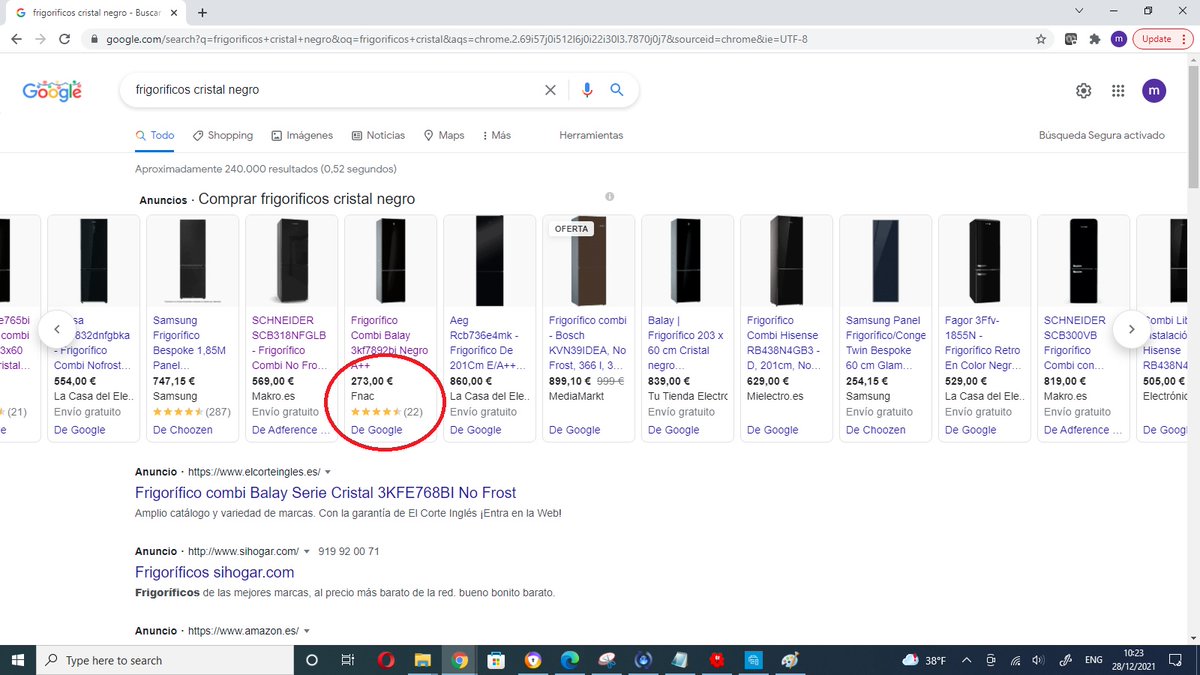 mcalderon82's tweet photo. Estoy harto de los engaños de precio cuando buscas algo en Google para que te metas en ciertas paginas de anunciantes. Aparecen opciones bien de precio y luego cuando te metes en el anunciante no se pueden comprar. Como por ejemplo este @Fnac_ESP 
Seria denunciable ? https://t.co/4TV7F5pSWw
