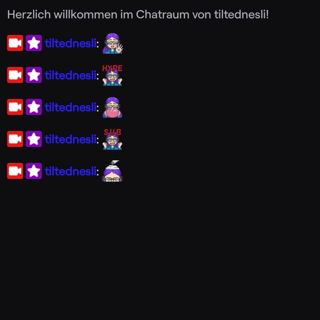 Ich hab jetzt super coole Emotes. 😎 
Mehr davon auf: twitch.tv/tiltednesli