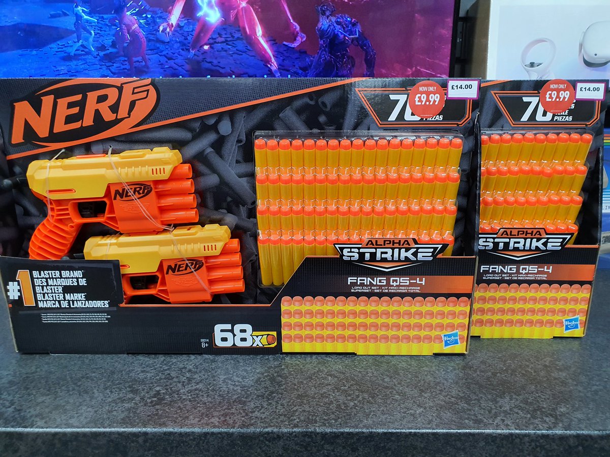 GAMEHalifax's tweet photo. 2 nerf guns and 70 darts for only £9.99 you say? 🤔

If no staff available today, we may be upstairs having a nerf war, I'm sure you'll understand https://t.co/g2OKqaT834