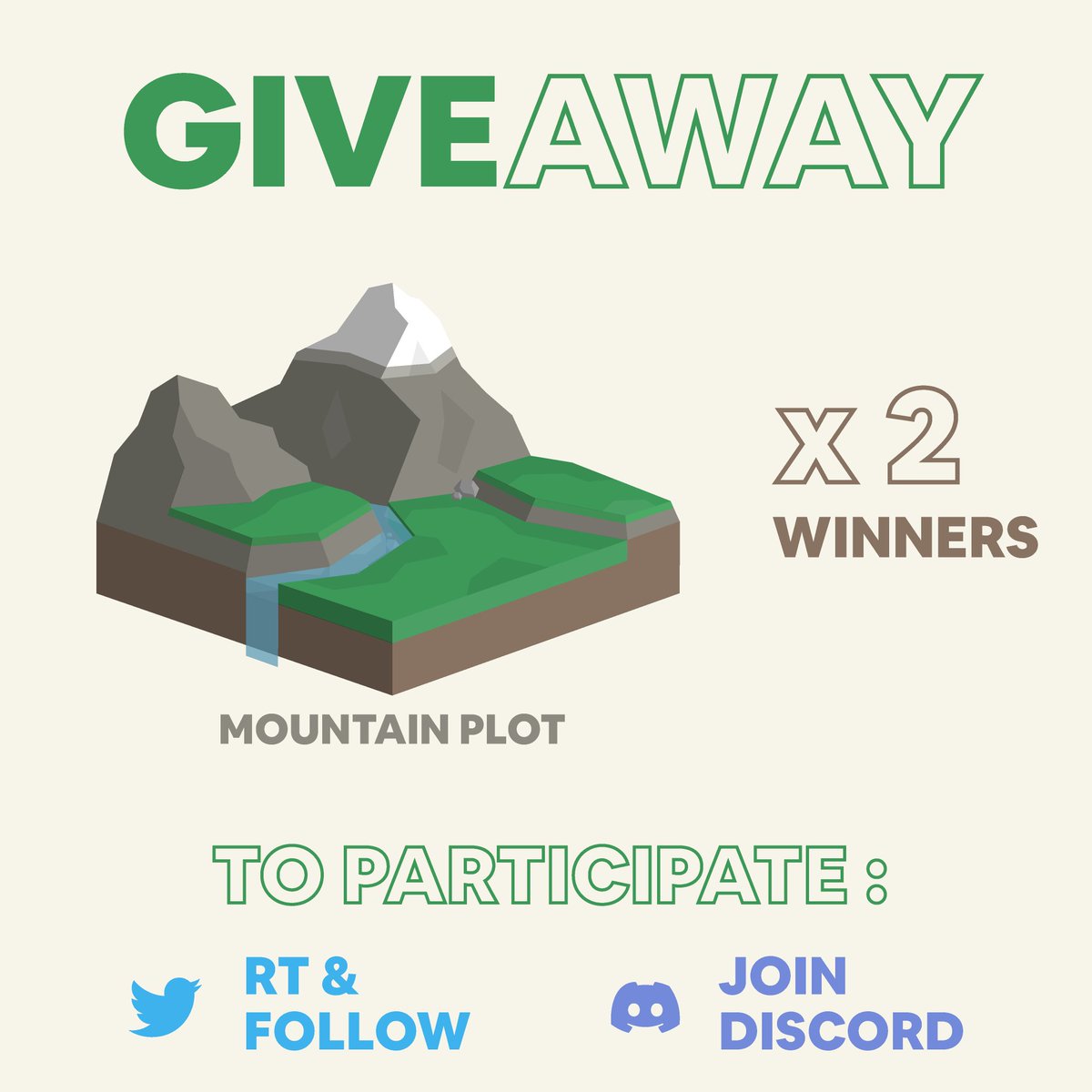 etrees_'s tweet photo. 🚨 GIVEAWAY 🚨

Try to win a Mountain Plot! 2 winners 🍀

How? 🌱
- RT &amp; Follow
- Join our discord https://t.co/8lAQz9PMOw

📅 DRAW: 31 Dec. 2021 15h00 UTC 🏔️

#Elrond #NFT #Giveaway https://t.co/aBSGVJ3l8K