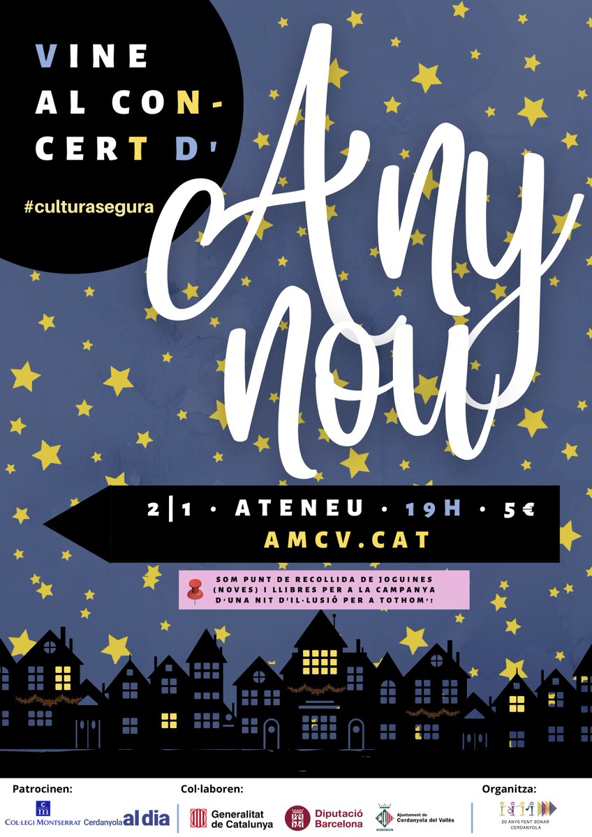 🚨 BREAKING NEWS! No et dona l’economia per anar a Viena? El dia 2 de gener ➡️ ‘Concert d’Any Nou’ amb la Banda i la Coral de l’AMCV a l’Ateneu (19 h)

Corre que les entrades vooooolen! 🚀

🔗🎟️ …trades.agrupaciomusicalcerdanyola.cat
#CulturaSegura