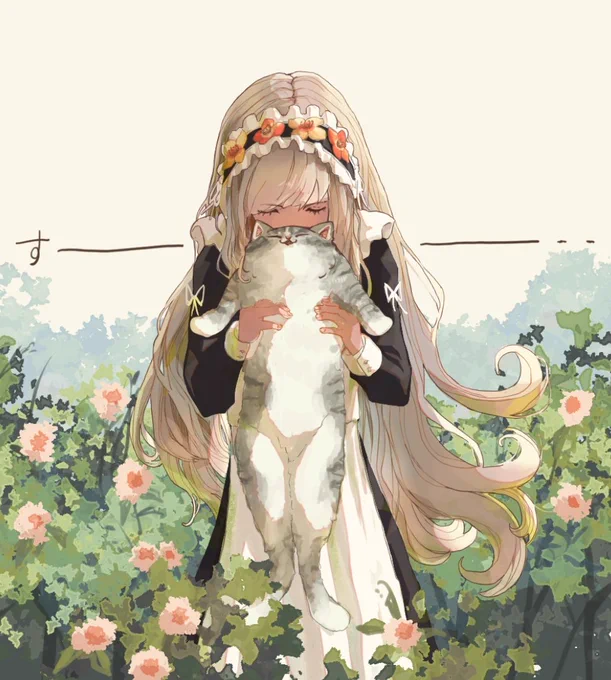 #年の瀬に渾身のイラスト晒すのでフォローしてください
原点にして頂点の猫吸い🐈🌼
お気に入りのイラストです😊 