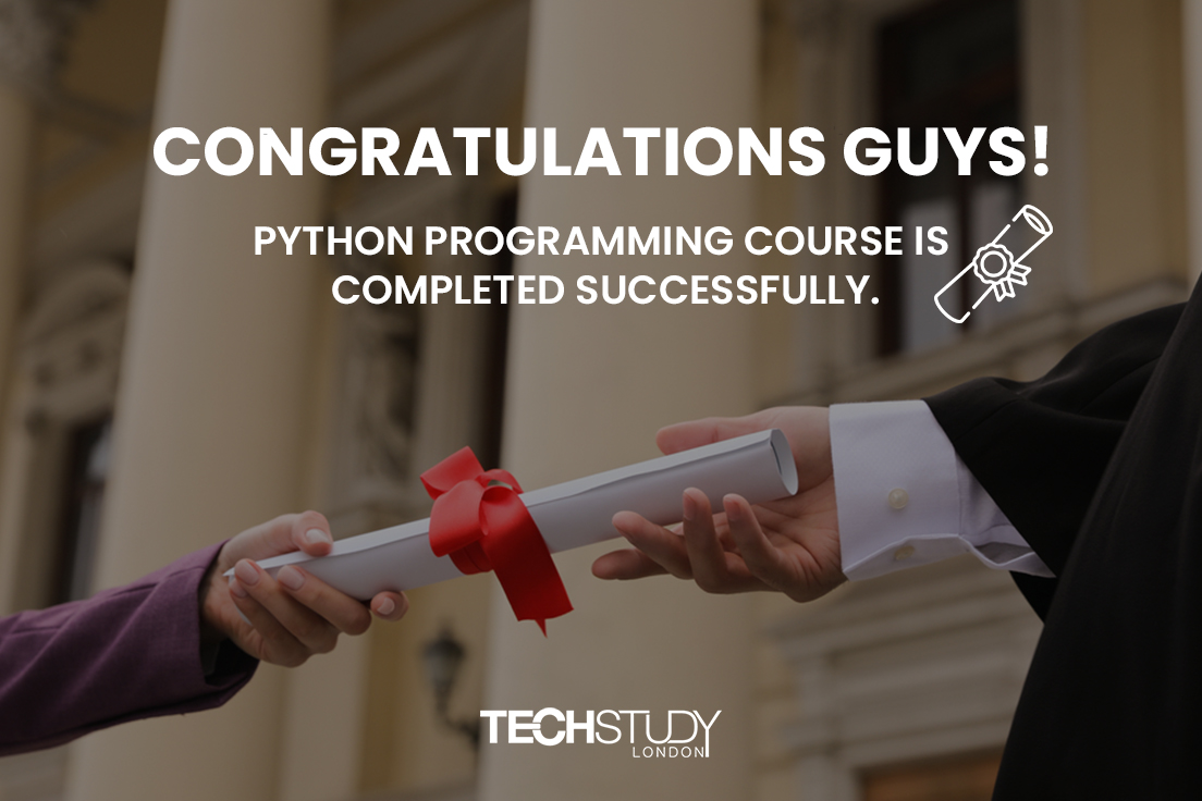 techstudylondon's tweet image. Congratulations! 🎉
You rock! 🎆
Python Programming Course is completed successfully.
Hope to see you next time. 🙋🏻‍♀️
#techstudy #techstudylondon #codeeducation #pythoncoding #onlinelearning #coding #learningcenter #pythoncertification