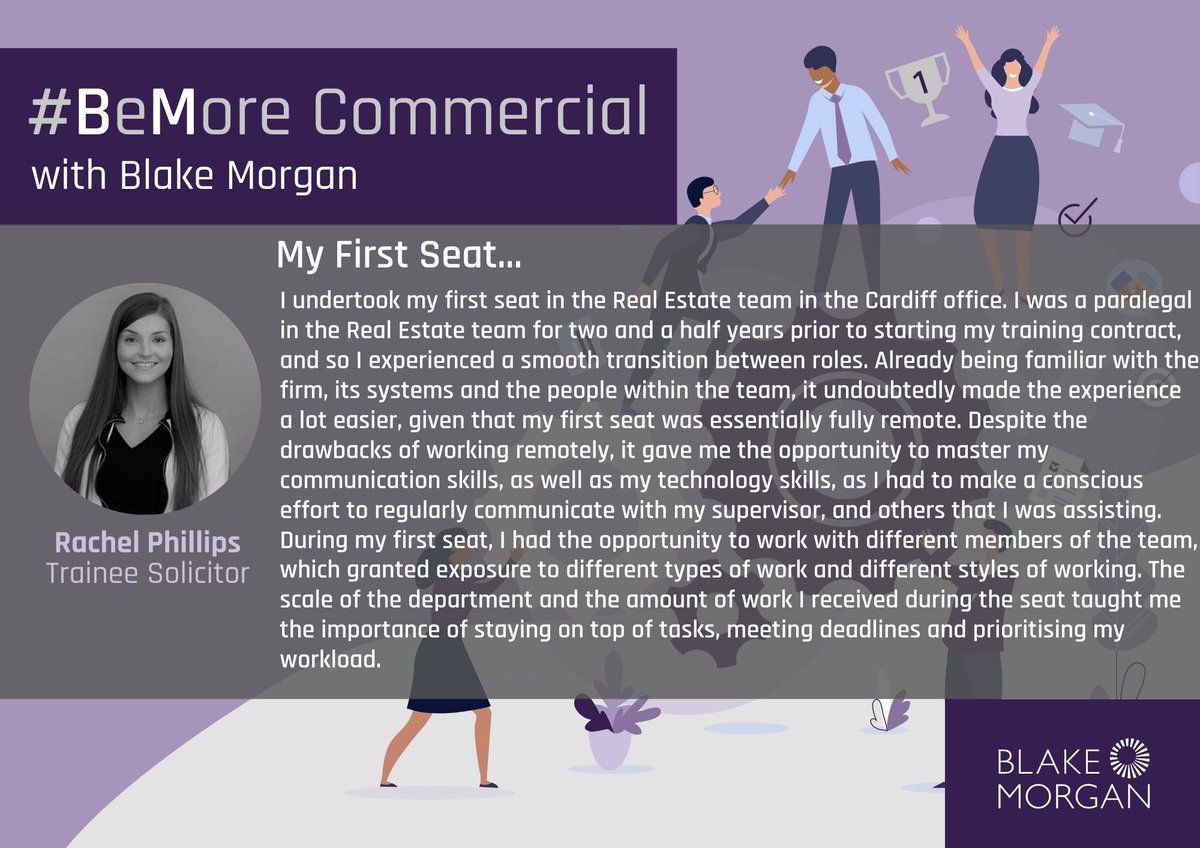 BM_Careers's tweet photo. Interested in a Training Contract at #BlakeMorgan? We've been asking our trainees to share their experiences of their first seat. 

Rachel completed her first seat in the Real Estate team, after working in the team as a paralegal. 

#TrainingContract #CareerinLaw #BeMore https://t.co/WjwZ6qmLkb