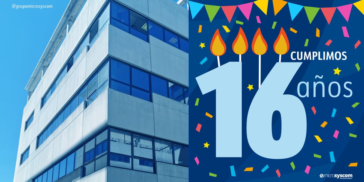 microsyscom's tweet photo. ¡Estamos de #aniversario en @microsyscom! 🥂✨Hoy cumplimos 1️⃣6️⃣ años de experiencia dentro del #sectorinformático y #tecnológico. Queremos agradeceros por todo el apoyo que nos habéis dado. Estén muy atentos a nuestras redes sociales y página web.
#microsyscom #16años https://t.co/zit4bIEBpP