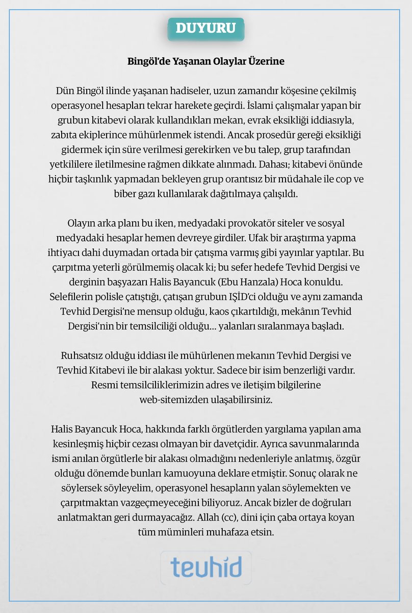 🔴Bingöl’de Yaşanan Olaylar Üzerine Açıklama!

İletişim adreslerimiz: tevhiddersleri.org/iletisim
Ebu Hanzala #Bingöl #TevhidKitabevi