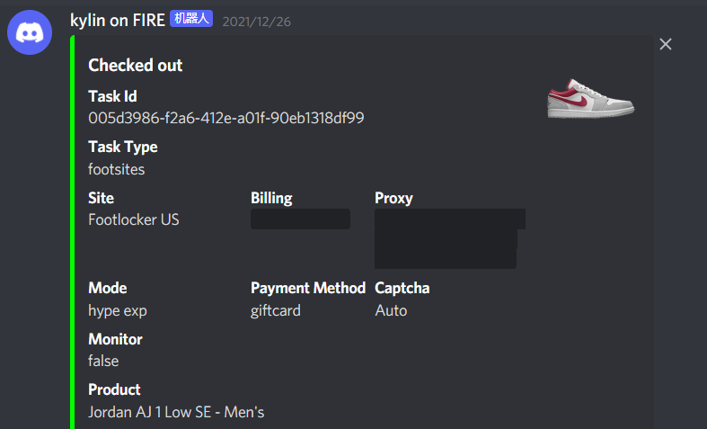 Leonard (@leonard_zlt) on Twitter photo S/O Restock
Bot: <a href="/KylinBot/">KylinBot</a>
Tool: <a href="/MonitorOcean/">OCEAN</a>
Proxy: <a href="/SakuraProxy/">Sakura Proxy</a> <a href="/Aurora_proxy/">Aurora proxy</a>
Cook group: <a href="/Yitian_Notify/">Yitian_Notify</a> S/O Restock
Bot: <a href="/KylinBot/">KylinBot</a>
Tool: <a href="/MonitorOcean/">OCEAN</a>
Proxy: <a href="/SakuraProxy/">Sakura Proxy</a> <a href="/Aurora_proxy/">Aurora proxy</a>
Cook group: <a href="/Yitian_Notify/">Yitian_Notify</a>