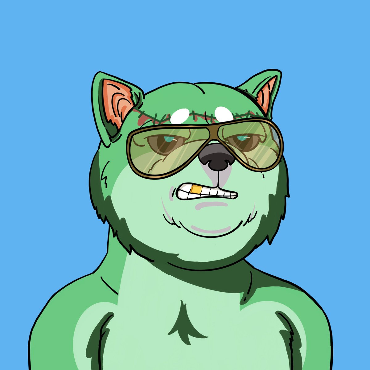 JiulingX's tweet photo. My first NFT, hooray! Cool with the gold tooth, haha. @oasisdoge @oasisuniversity https://t.co/M9GGUCEuwU