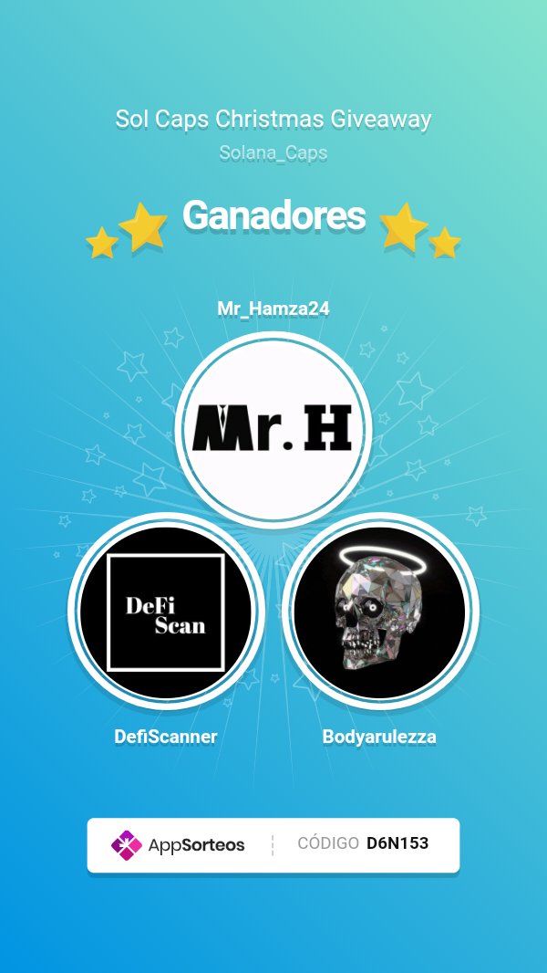 🎅🧢🎅🧢🎅🧢🎅🧢🚨🎅🧢🎅🧢🎅

And the winners are 🥁🥁🥁 :

1️⃣ <a href="/DefiScanner/">DeFi Scan</a>
2️⃣ <a href="/Mr_Hamza24/">Mr_H</a>
3️⃣ <a href="/Bodyarulezza/">БодяРулезза Бодя</a>

Congratulations!
Check your DM
Thanks everyone for join Sol Caps!

#NFT #SolCaps #Giveaway #Solana