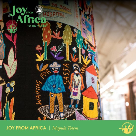 VandAWaterfront's tweet photo. The hand-embroidered totem by #Mapula is called Bringing Joy. It shows scenes of Winterveld’s natural habitat and the semi-rural life that the makers of this totem lead.
See #8TravellingTotems in Victoria Wharf for #JoyFromAfrica https://t.co/eno7lJurrP