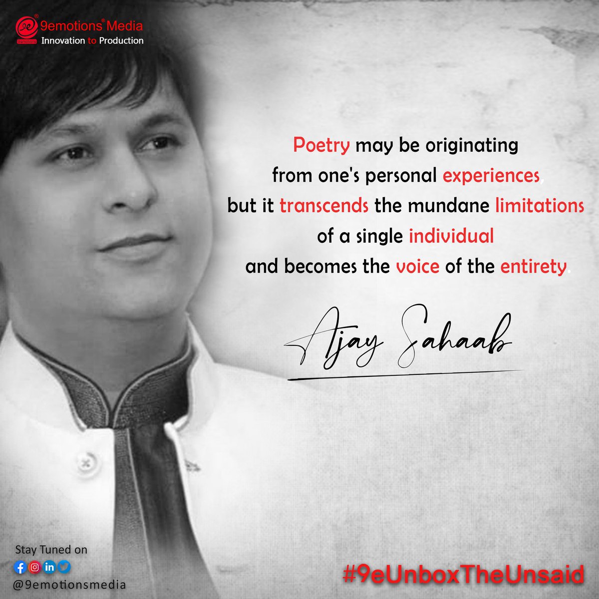#9eUnboxTheUnsaid #Q20 with AJAY SAHAAB
. 
. 
. 
. 
. 
<a href="/9emotionsmedia/">9emotions® Media</a> <a href="/AjaySahaab/">अजयसहाब اجے سحاب</a>
.
#writeups #words #thoughts #books #writings #sayings #9emotionsmedia #unboxtheunsaid #wordsmatter #writer  #creativewriter #artist #artistlife #artistic #artistcommunity #Collaboration #poetry