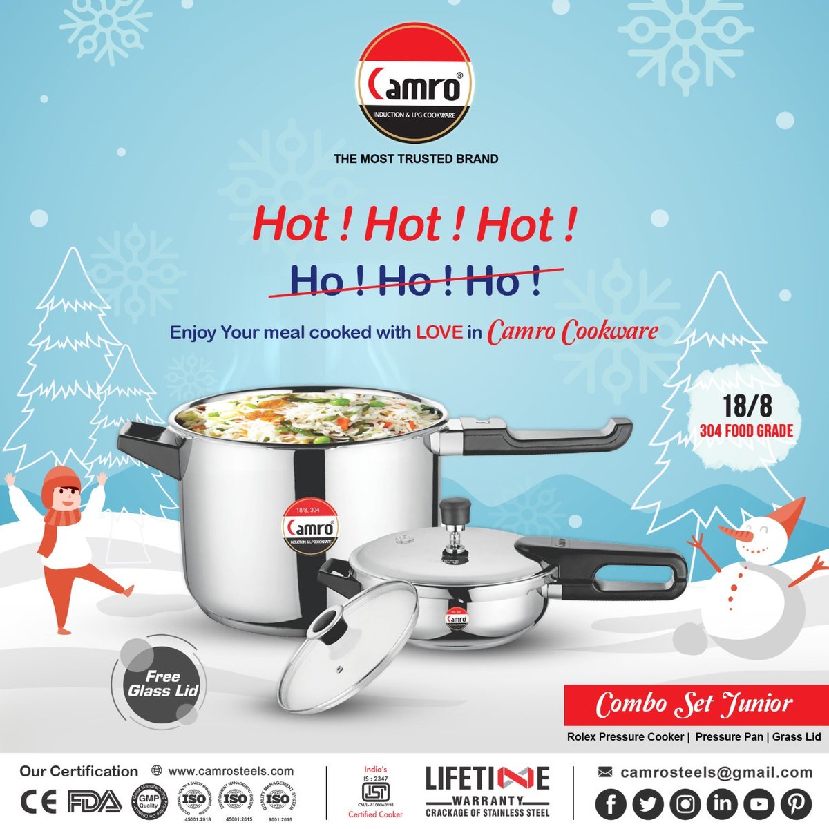 CamroSteels's tweet photo. Hot! Hot! Hot! Enjoy Your meal cooked with LOVE in Camro Cookware.
For More, Contact on 9999919501 via Call or WhatsApp
.
#pressurecooking #homecooking #ricecooker #CamroSteels #smartpressurecooker #thepressurecooker
#pressurecookerperfection #instantpot #multicooker #homewares https://t.co/W9RqTdR5iu