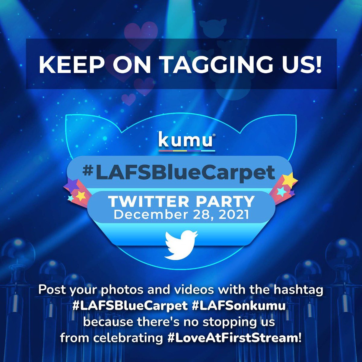 kumuPH's tweet photo. Our official hashtag for today! 

Dropping some cool stuff mula hapon hanggang gabi kaya tutok lang.

If kaya mong pumunta tara na, SM Megamall 5pm onwards! 

Team bahay tutok lang sa app dahil sagot namin kayo. Lezzgo!

#LAFSBlueCarpet 
#LAFSMMFF2021 
#LAFSonkumu https://t.co/oPQfJoTJQG