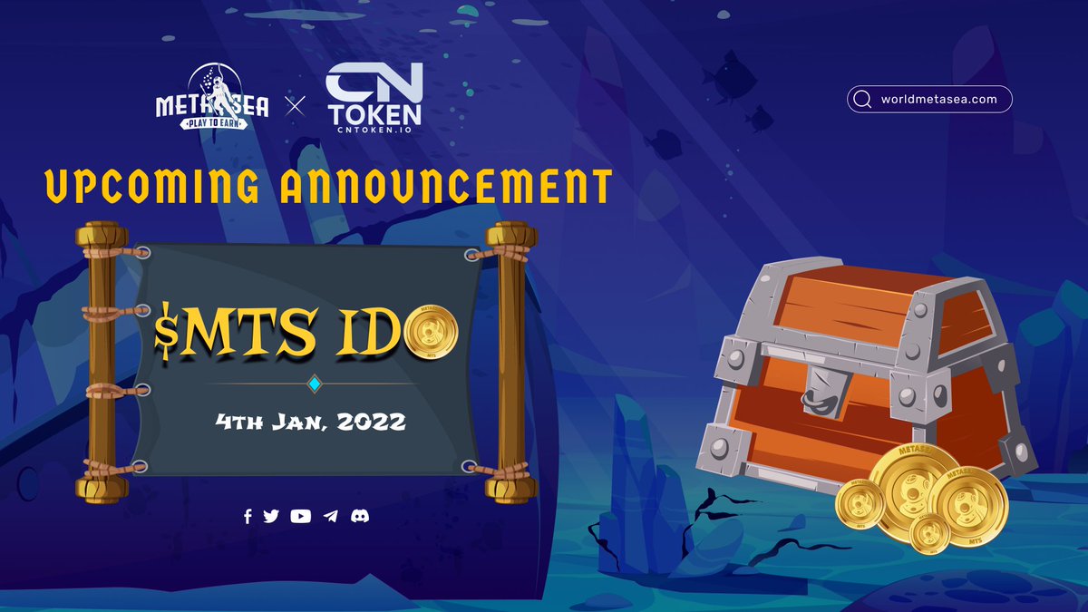 WorldOfMetasea's tweet photo. 🌊 SOME BIG SURPRISE FOR YOU: UPCOMING #METASEA IDO @CNTOKEN_io !!!   

💥 We hope this one will make things get the heater and we know it will. Metasea will be launching IDO on CN Token 

💠 Note the date: 4th Jan 2022
💠 Check it out: https://t.co/sq782ZKiUB 
#METASEA #CNTOKEN https://t.co/3Py2ksLB4g
