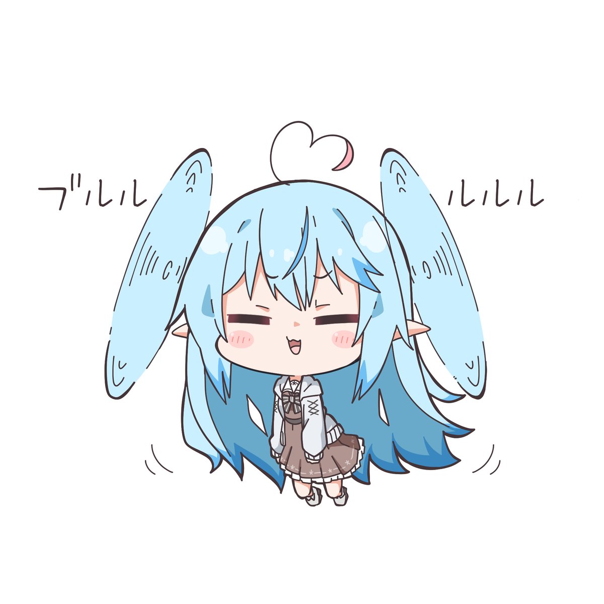 yukihana lamy 1girl solo blue hair pointy ears long hair chibi = =  illustration images