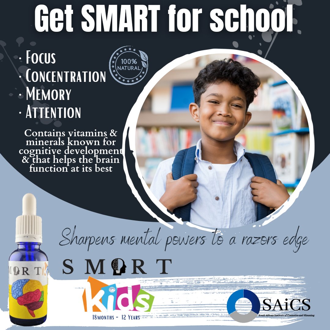 SaicsOfficial's tweet photo. Get a head start with SMART Drops.
Start the year with better focus, concentration and improved memory.

Make the SMART choice for your kids this year.
100% Natural - 100% Trusted by the SAiCS brand

#saics #memory #focus #concentration #add #adhd #school https://t.co/1FcUiBEcGM