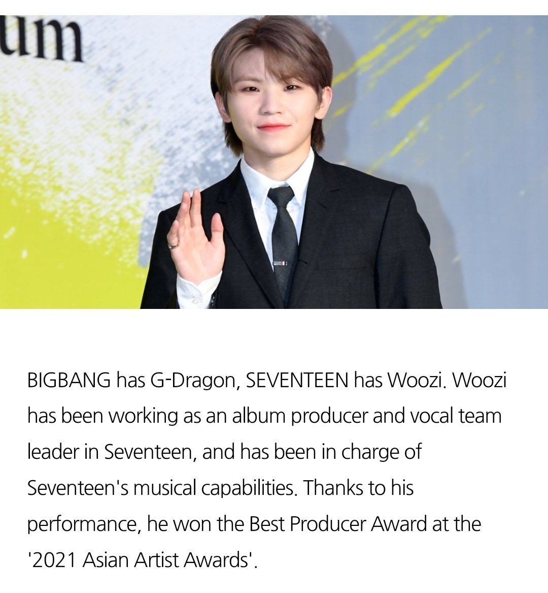 boosoonhoon's tweet photo. "big bang has g-dragon, seventeen has woozi."

wow https://t.co/3m9JwkChlE