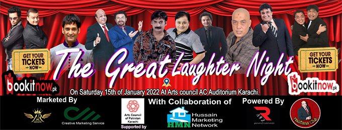 BookitnowPk's tweet photo. This is a largest comedy show of Karachi all Top Class Comedians of Pakistan will perform in this show who also performed in many countries of the World.
This is the chance to Laugh with your friends and family!
For booking: https://t.co/qZ0V1rK4dR https://t.co/ji15WdIwfW