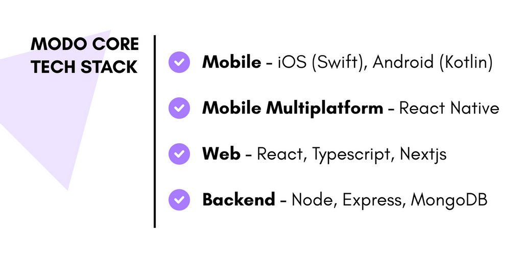 Our engineering team loves to use agile and scalable technologies in every new challenge. We create products that are ready to evolve maintaining a flexible and strong code base. This is our core tech stack 👇

#backend #development #swift #kotlin #reactnative #react #typescript
