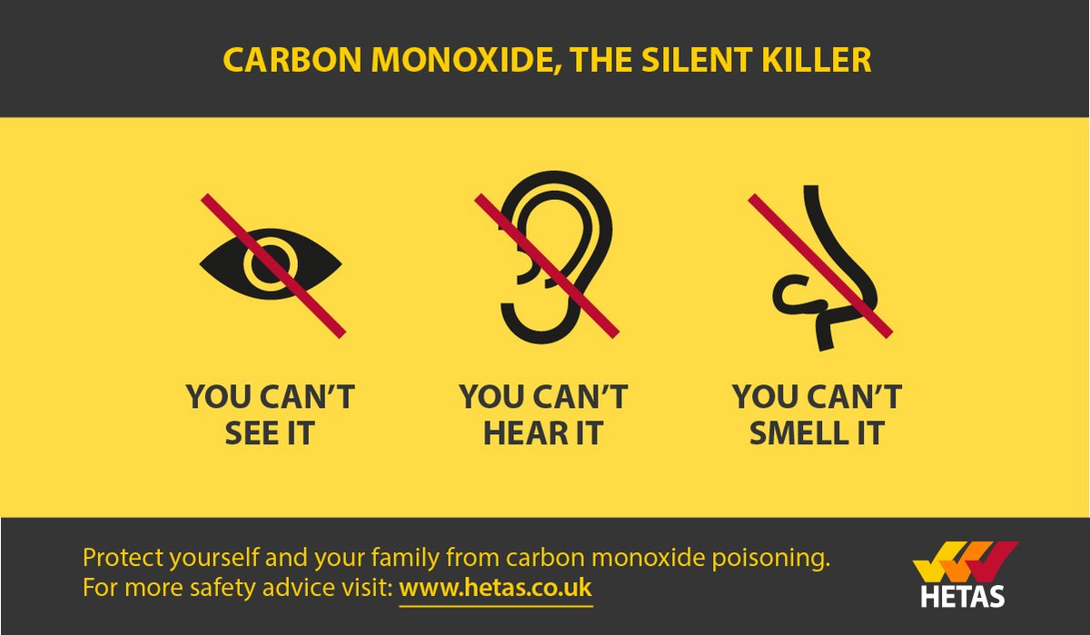 hetas_uk's tweet photo. #CarbonMonoxide (CO), The Silent Killer - an extremely poisonous gas that you can't see, hear or smell. It can be left undetected if no alarm is fitted. 🚨

Find a series of #CO safety videos on the #HETAS website.

⚠️ https://t.co/MLjwD7rHH2 ⚠️

#testittuesday #safety #advice https://t.co/JjUBwJD0iW
